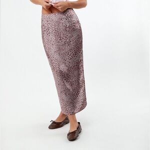 Leopard Print Satin Skirt